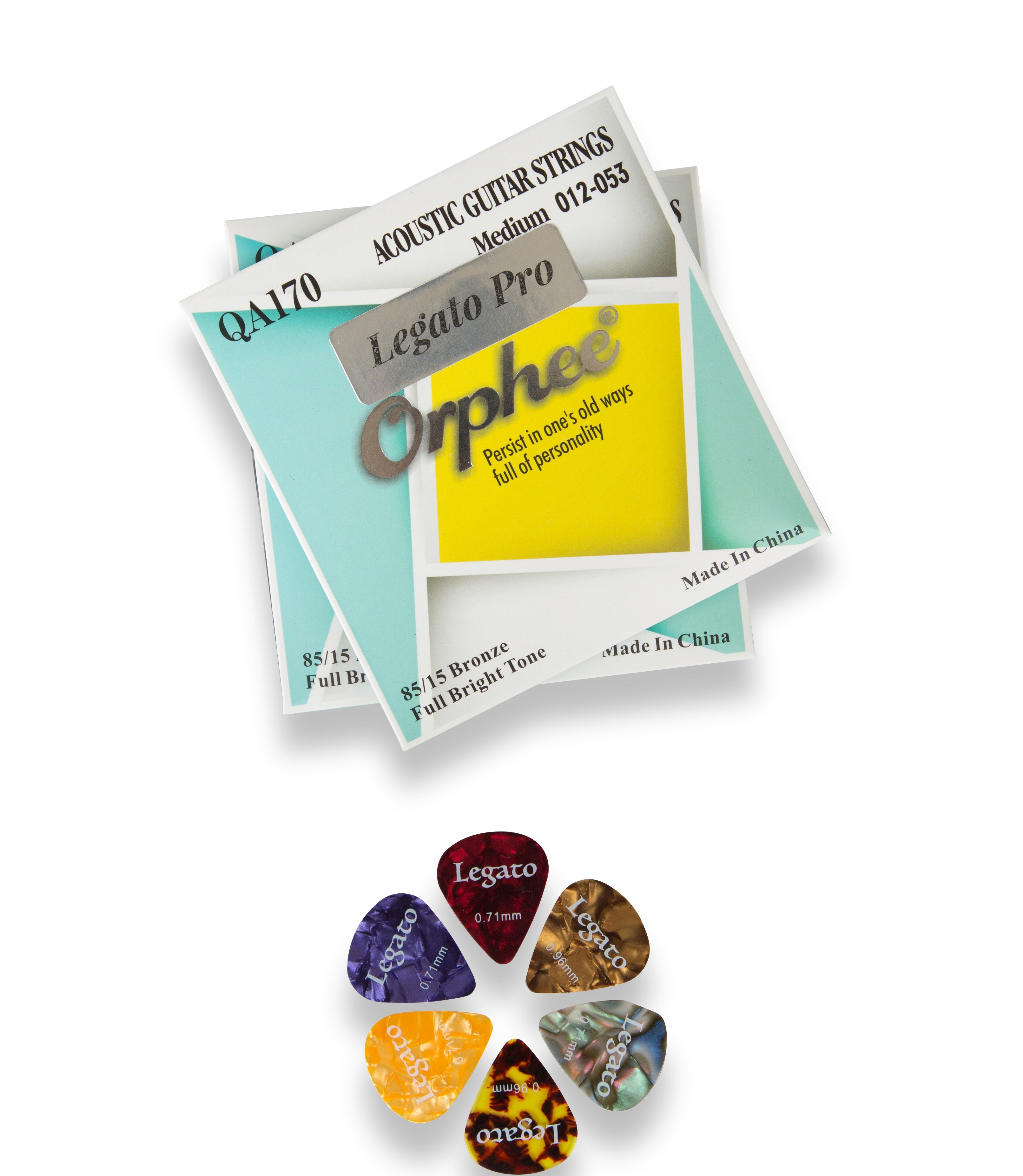 Legato Pro Acoustic Guitar Strings Nano Coated Medium 12-53 (2 Sets) 85/15 Bronze w/ 6 Guitar Picks