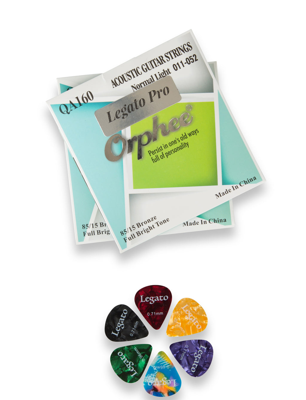 Legato Pro Acoustic Guitar Strings Normal Light 11-52 (2 Sets) Nano-Coated 85/15 Bronze With 6 Guitar Picks