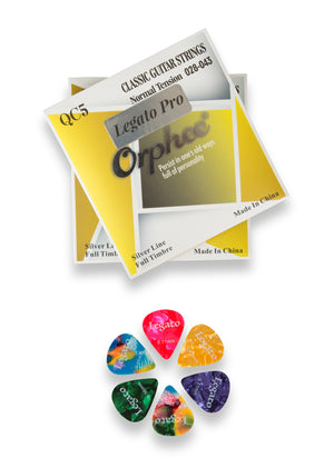 Legato Nylon Classical Acoustic Guitar Strings for Beginners to Pro Level Normal Tension (2 Pack) w/ 6 Guitar Picks