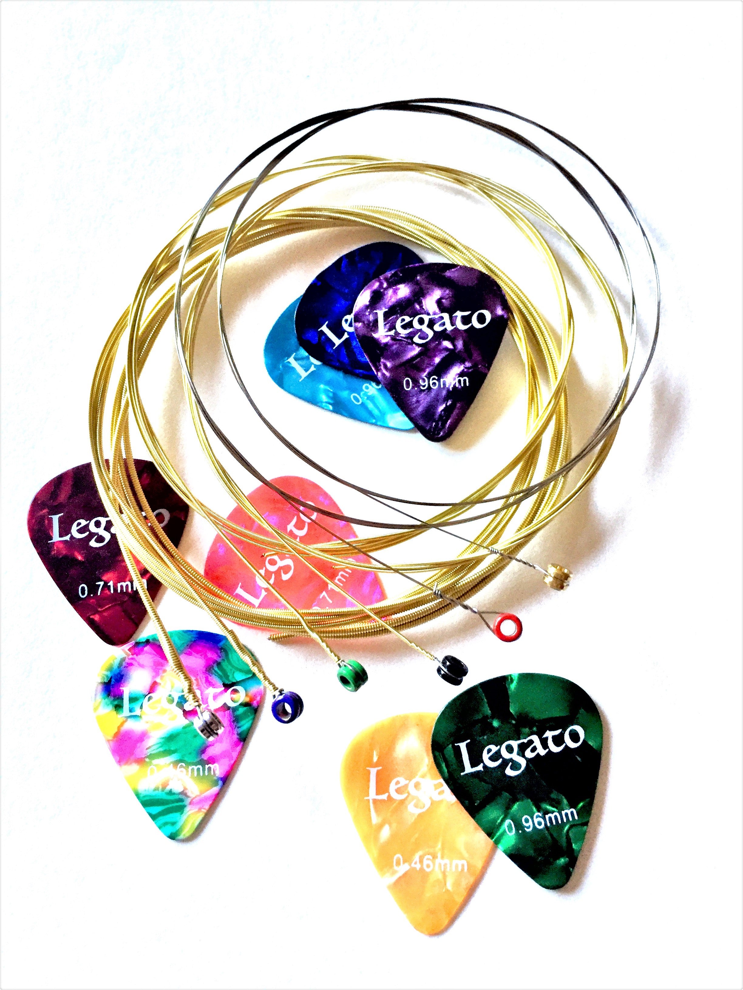 Legato Pro Acoustic Guitar Strings Nano Coated Medium 12-53 (2 Sets) 85/15 Bronze w/ 6 Guitar Picks